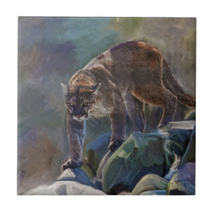 Cougar Mountain Lion grote kat schilderij 5 Tegeltje
