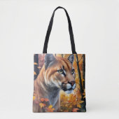 Cougar Mountain Lion herfstkunst Tote Bag (Voorkant)
