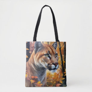Cougar Mountain Lion herfstkunst Tote Bag