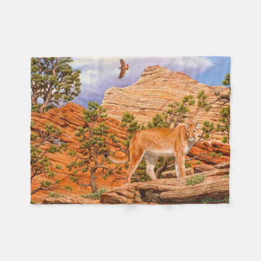 Cougar Mountain Lion in Zion National Park Fleece Deken (Voorkant (Horizontaal))