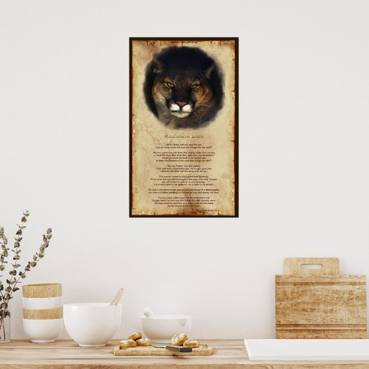 Cougar Mountain Lion Native American Wisdom Poster (Keuken)