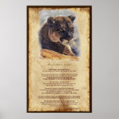 Cougar Mountain Lion Native American Wisdom Poster (Voorkant)