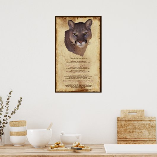 Cougar Mountain Lion Native American Wisdom Poster (Keuken)