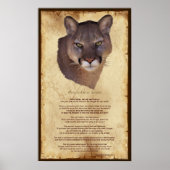 Cougar Mountain Lion Native American Wisdom Poster (Voorkant)