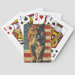 Cougar Mountain lion Onafhankelijkheidsdag Pokerkaarten