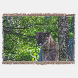 Cougar Mountain Lion & Pine Branches Wildlife II Deken