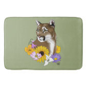 Cougar Mountain Lion Puma Bloemen Badmat (Voorkant)