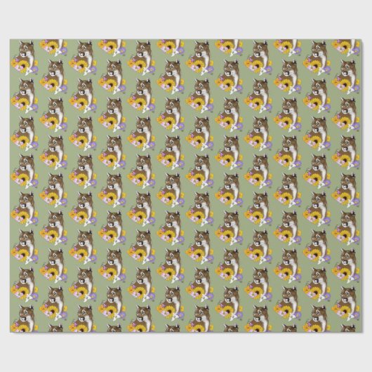 Cougar Mountain Lion Puma Bloemen Cadeaupapier (Vlak)