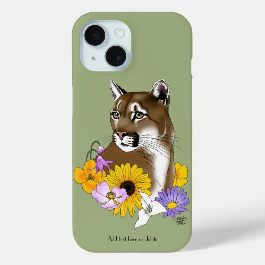 Cougar Mountain Lion Puma Bloemen Case-Mate iPhone Case (Achterkant)