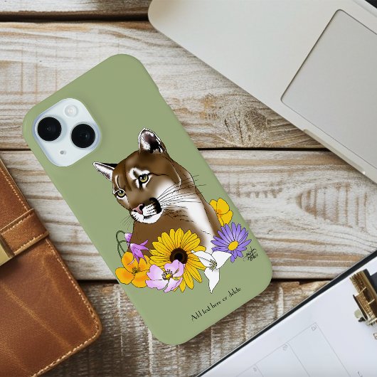 Cougar Mountain Lion Puma Bloemen Case-Mate iPhone Case