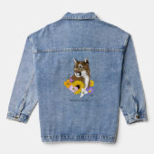 Cougar Mountain Lion Puma Bloemen Denim Jacket (Achterkant)