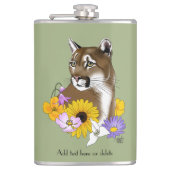 Cougar Mountain Lion Puma Bloemen Heupfles (Voorkant)