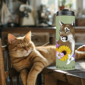 Cougar Mountain Lion Puma Bloemen Thermosbeker