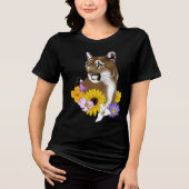 Cougar Mountain Lion Puma Bloemen Tri-Blend Shirt (Voorkant)