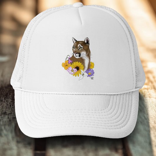 Cougar Mountain Lion Puma Bloemen Trucker Pet