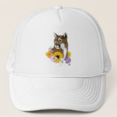 Cougar Mountain Lion Puma Bloemen Trucker Pet (Voorkant)