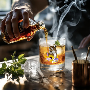 Cougar Mountain Lion Puma Bloemen Whisky Glas