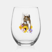 Cougar Mountain Lion Puma Bloemen Wijnglas Zonder Voet (Voorkant)