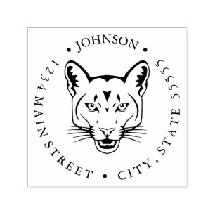 Cougar Mountain Lion Puma Retourlabel Zelfinktende Stempel