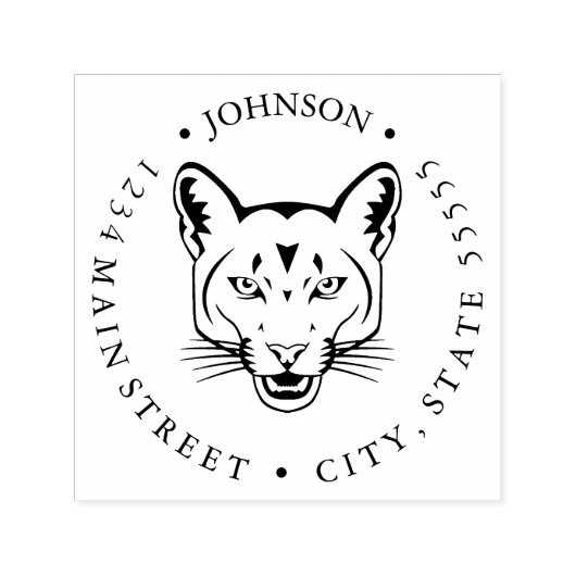 Cougar Mountain Lion Puma Retourlabel Zelfinktende Stempel (Design)