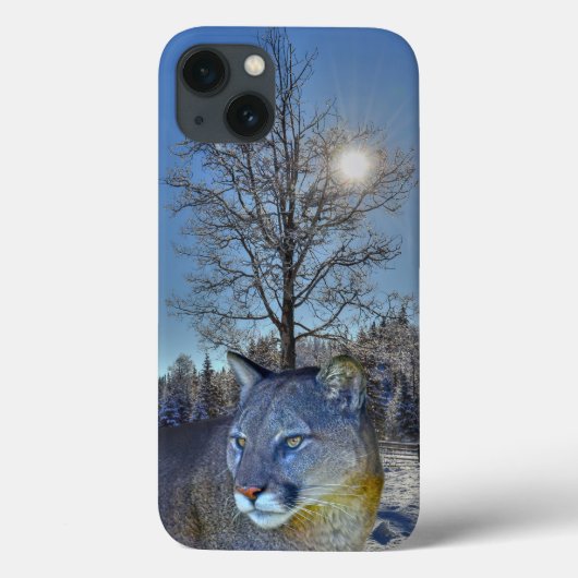 Cougar Mountain Lion & Winter Tree Case-Mate iPhone Case (Achterkant)
