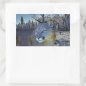 Cougar Mountain Lion & Winter Tree Wilde Afbeeldin Rechthoekige Sticker (Tas)