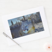 Cougar Mountain Lion & Winter Tree Wilde Afbeeldin Rechthoekige Sticker (Envelop)