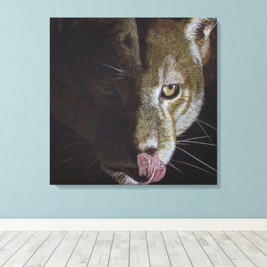 Cougar Night Canvas Afdruk (Insitu (Houten vloer))