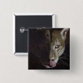 Cougar Night Vierkante Button 5,1 Cm (Voorkant /achterkant)