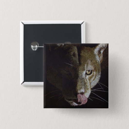 Cougar Night Vierkante Button 5,1 Cm (Voorkant /achterkant)
