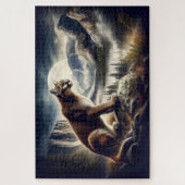 Cougar op de rotsen, bergachtig landschap legpuzzel (Verticaal)