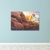 Cougar op Rocks, Colorado Sunset, acrylverf Canvas Afdruk (Insitu (Houten vloer))