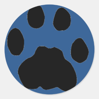 COUGAR PAW PRINT op blauw Ronde Sticker