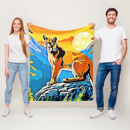 Cougar Peak: Mountain Majesty Art Fleece Deken (In situ)