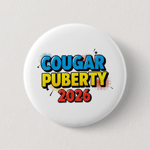Cougar Puberteit 2026 Retro Menopauze Humor Grappi Ronde Button 5,7 Cm