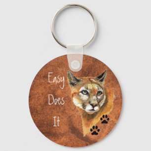 Cougar, Puma, Mountain Lion "Easy Do It" - Citaat Sleutelhanger