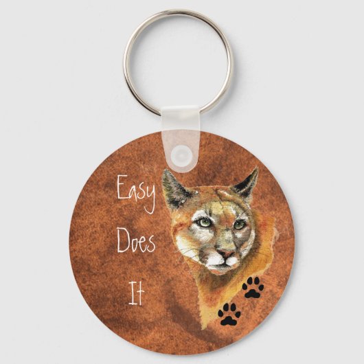 Cougar, Puma, Mountain Lion "Easy Do It" - Citaat Sleutelhanger (Voorkant)