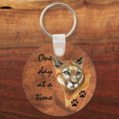 Cougar Puma Mountain Lion "Een dag voor een keer" Sleutelhanger (Voorkant)