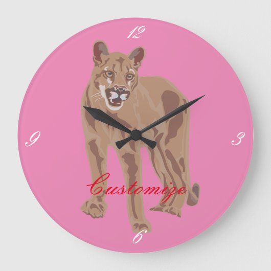Cougar Puma Mountain Lion Thunder_Cove Grote Klok (Voorkant)