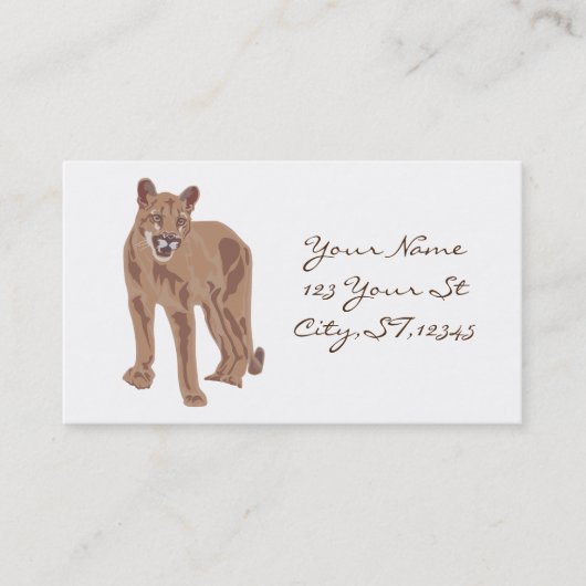 Cougar Puma Mountain Lion Thunder_Cove Visitekaartje (Voorkant)