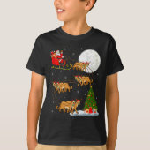 Cougar Santa Sleigh Flying Funny Magical Christmas T-shirt (Voorkant)