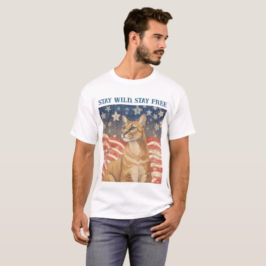 Cougar sterren en strepen t-shirt (Voorkant volledig)