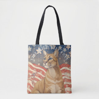 Cougar sterren en strepen tote bag