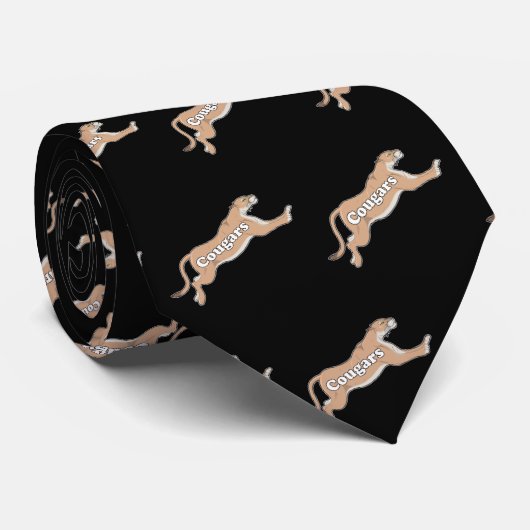 Cougar Team Mascot Football Basketball Baseball Stropdas (Opgerold)