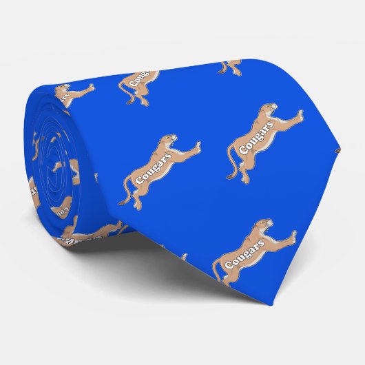 Cougar Team Mascot Football Basketball Baseball Stropdas (Opgerold)