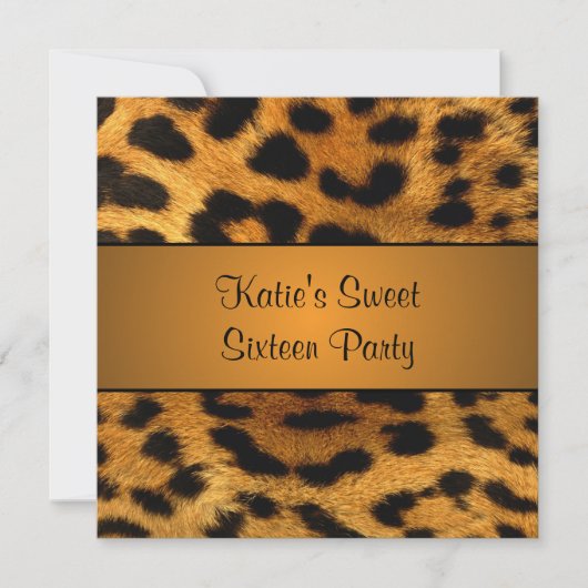 Cougar Tiger Sweet 16 Birthday Party Invitation Kaart (Voorkant)