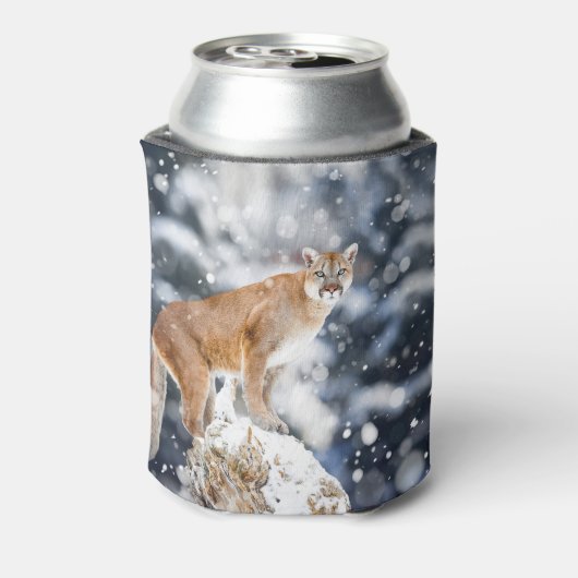 Cougar Winter Bergen Wildlife Portret Blikjeskoeler (Blikje Achterkant)