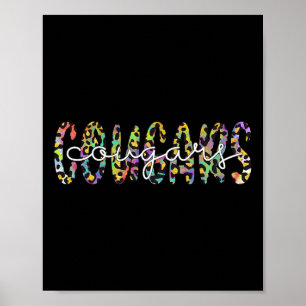 Cougars School Sports Fan Team Spirit Mascot Gift Poster
