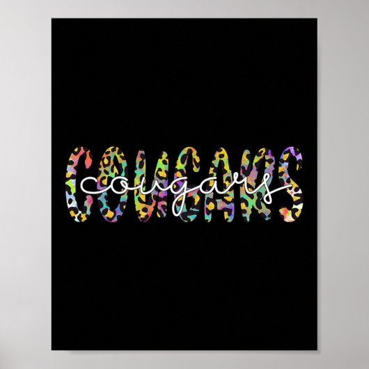 Cougars School Sports Fan Team Spirit Mascot Gift Poster (Voorkant)