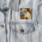Coughing Cat Meme Pin Button (In situ)